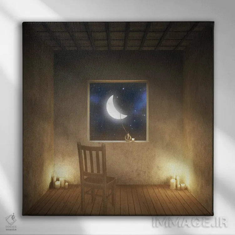 تابلو اتاق با منظره (شب) اثر سینتیا دکر - نمای روبهرو روی دیوار