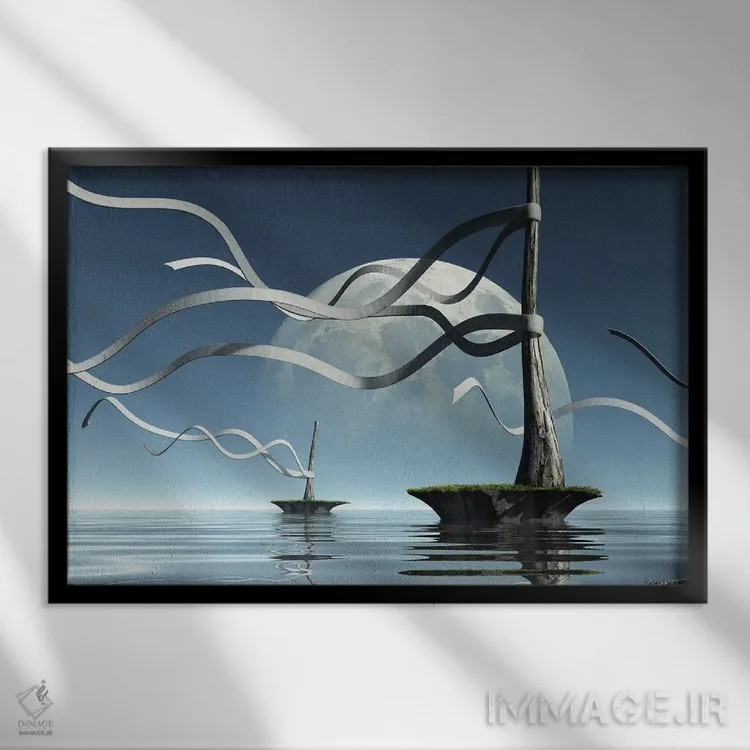 تابلو جزایر روبانی اثر سینتیا دکر - نمای قابدار مشکی
