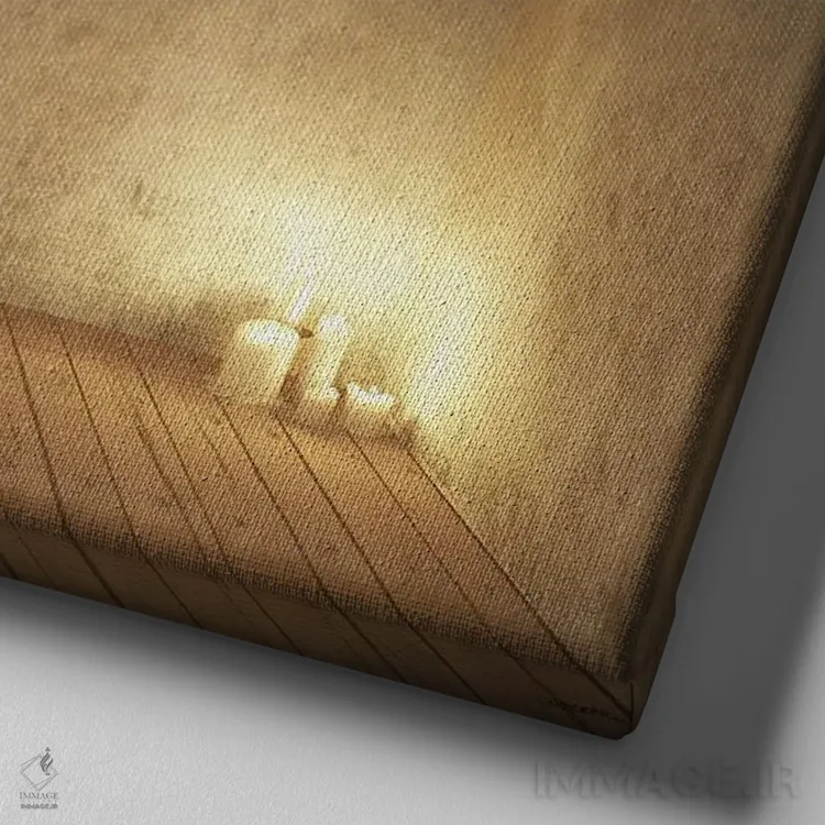 تابلو اتاق با منظره (شب) اثر سینتیا دکر - نمای نزدیک بافت بوم