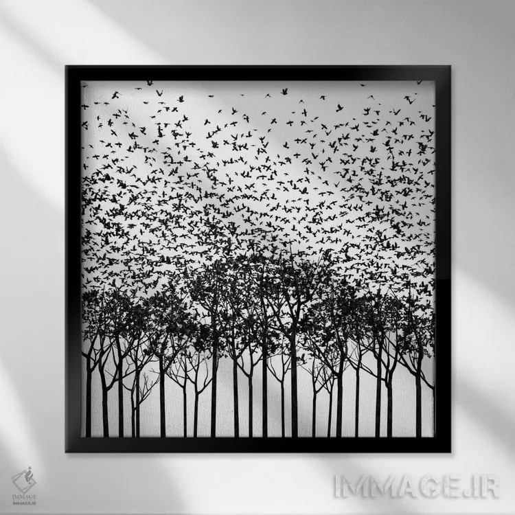 تابلو آکی تکرنگ اثر سینتیا دکر - نمای قابدار مشکی