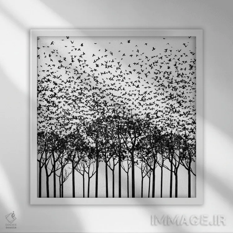 تابلو آکی تکرنگ اثر سینتیا دکر - نمای قابدار سفید