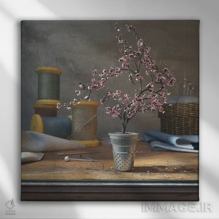 تابلو خیلی ریز دوزی شده اثر سینتیا دکر - نمای روبهرو روی دیوار