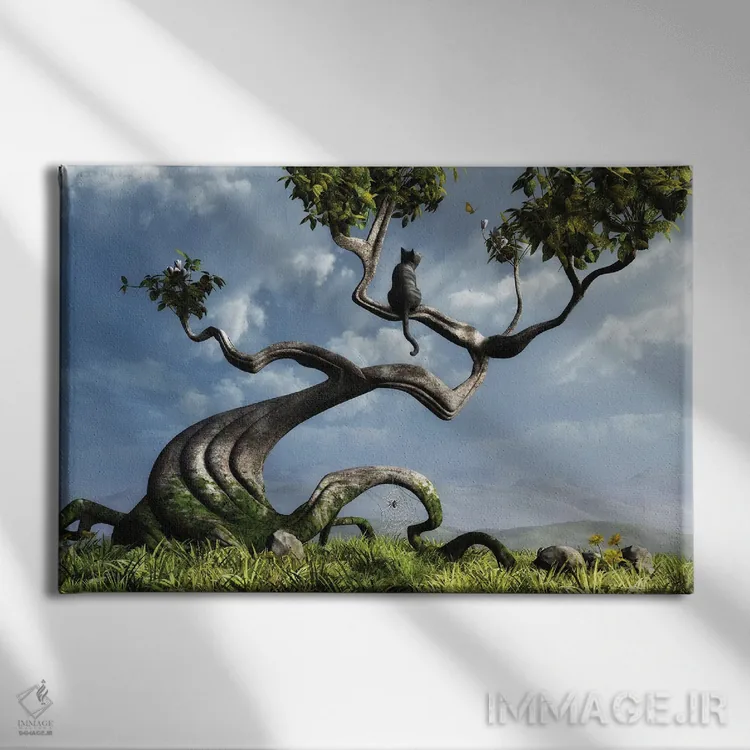 تابلو درخت نشسته اثر سینتیا دکر - نمای روبهرو روی دیوار