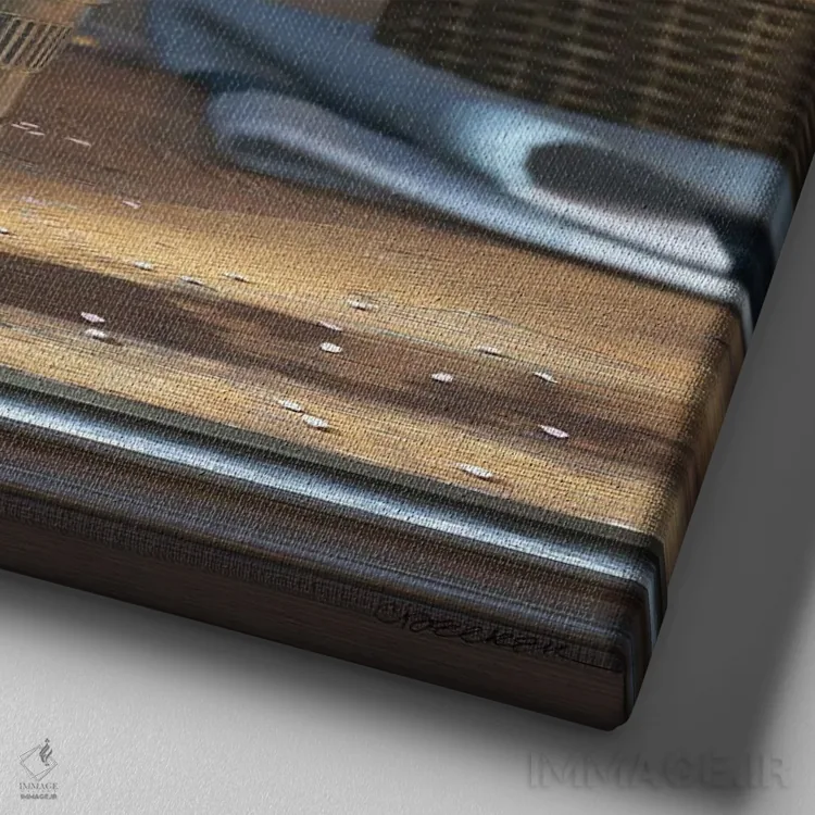 تابلو خیلی ریز دوزی شده اثر سینتیا دکر - نمای نزدیک بافت بوم