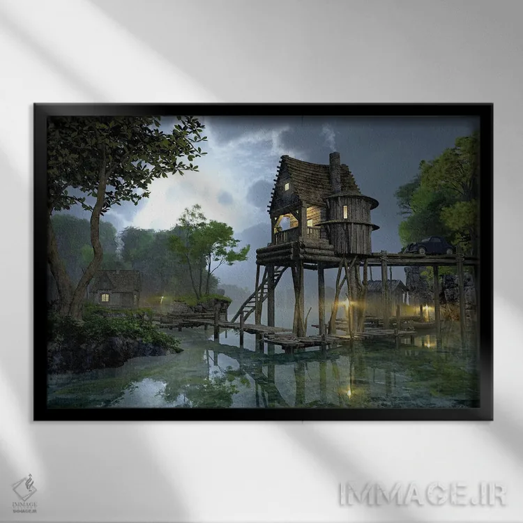 تابلو آب راکد اثر سینتیا دکر - نمای قابدار مشکی