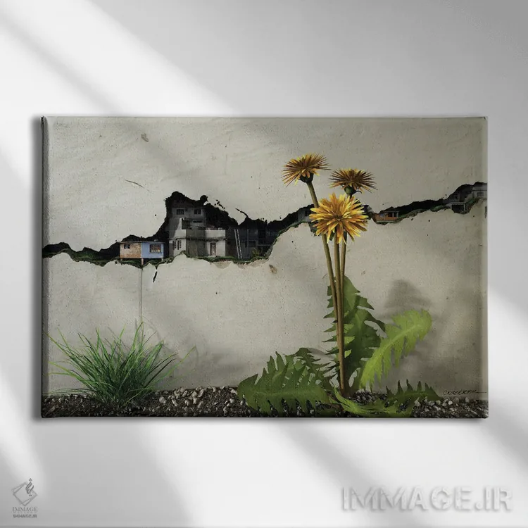 تابلو در میان شکافها اثر سینتیا دکر - نمای روبهرو روی دیوار