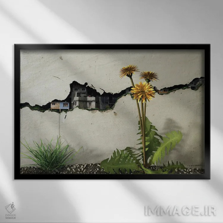 تابلو در میان شکافها اثر سینتیا دکر - نمای قابدار مشکی