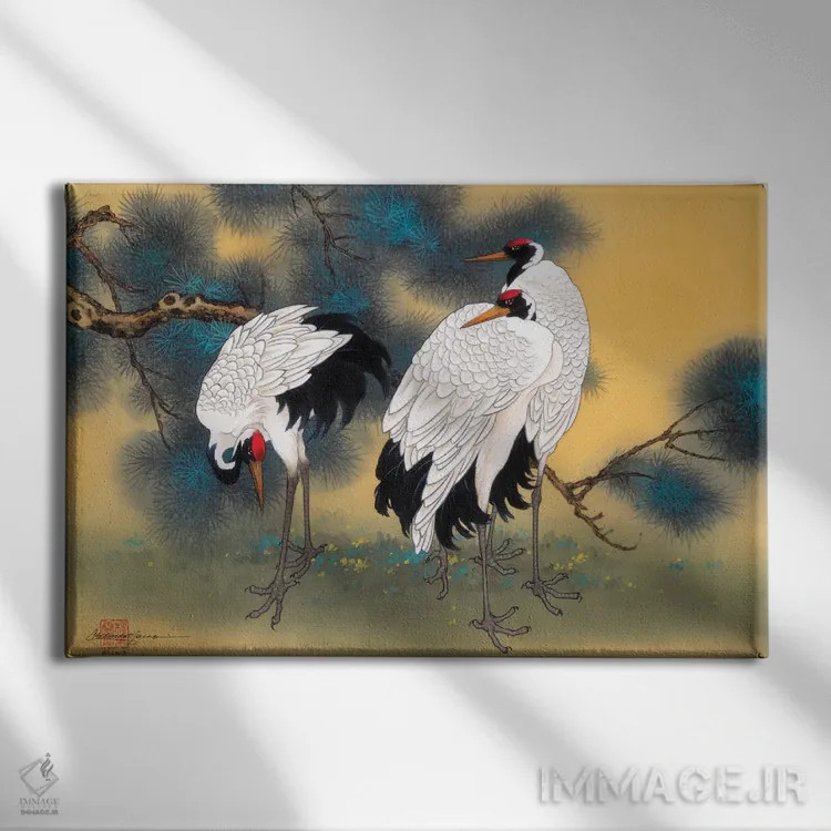 تابلو درناهای صبحگاهی اثر کارولین آر یانگ - نمای روبهرو روی دیوار