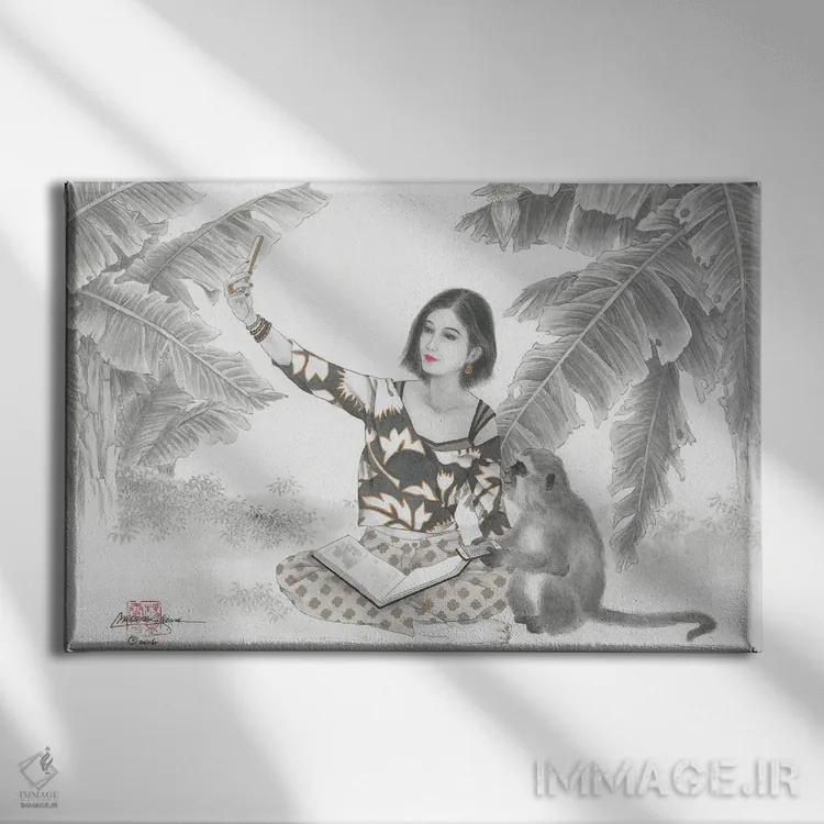 تابلو دوست صمیمی میمون اثر کارولین آر یانگ - نمای روبهرو روی دیوار