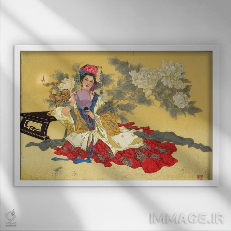 تابلو بانوی عشوهگر اثر کارولین آر یانگ - نمای قابدار سفید