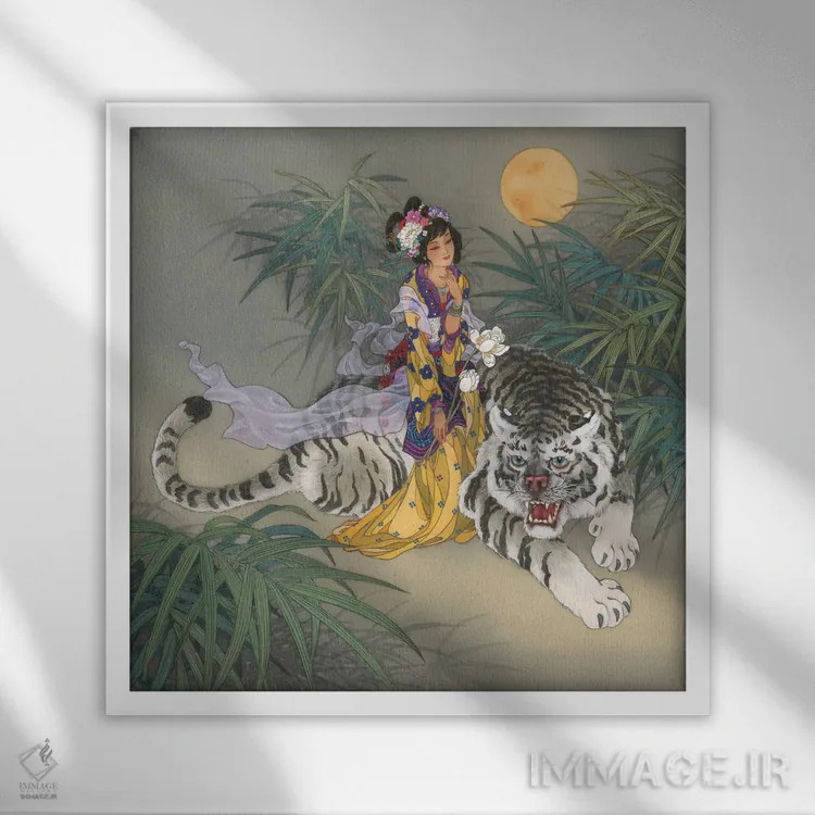 تابلو میائو شان (بودای رحمت) اثر کارولین آر یانگ - نمای قابدار سفید