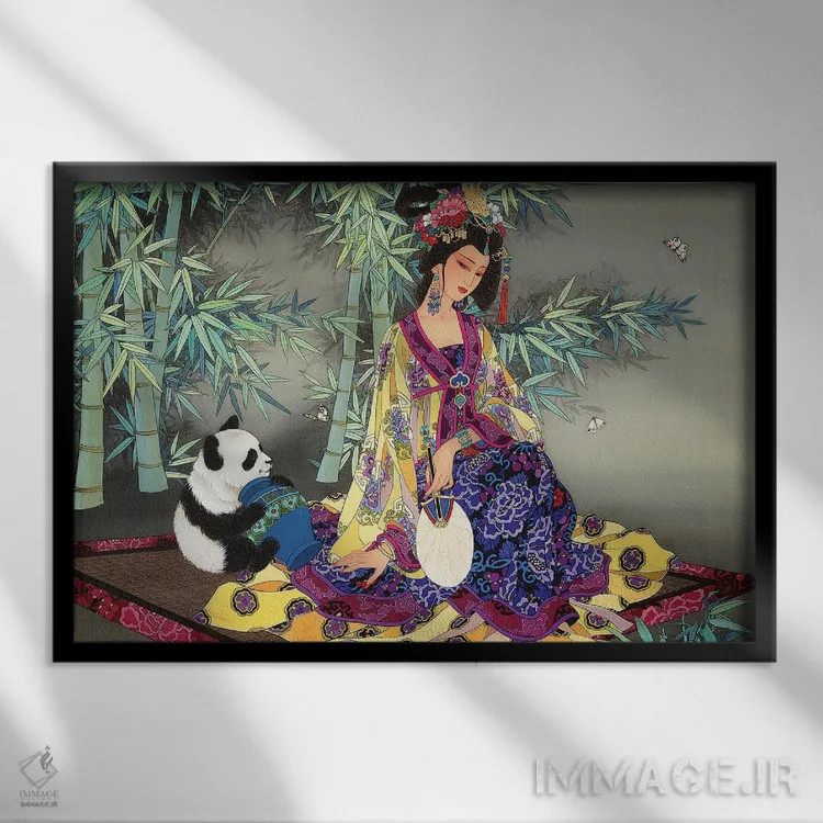 تابلو رازهای جنگل بامبو اثر کارولین آر یانگ - نمای قابدار مشکی