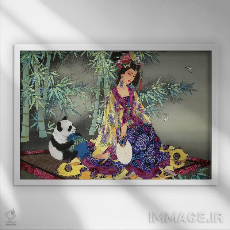 تابلو رازهای جنگل بامبو اثر کارولین آر یانگ - نمای قابدار سفید