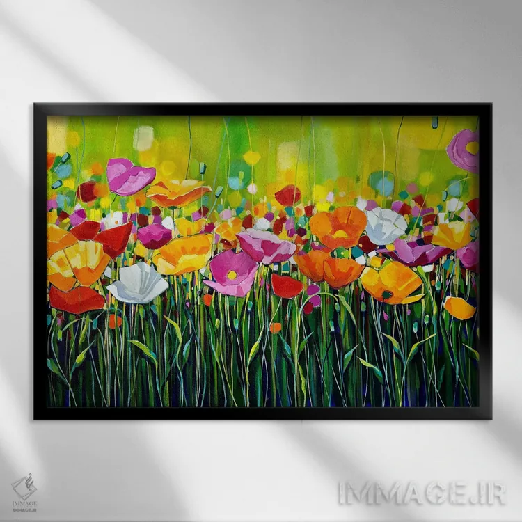 تابلو عصر در باغ اثر سیندی کافمن - نمای قابدار مشکی