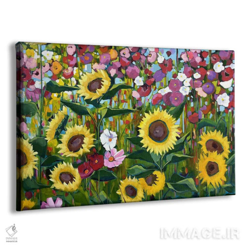 تابلو تصویر زرد و صورتی اثر سیندی کافمن - نمای پرسپکتیو محصول