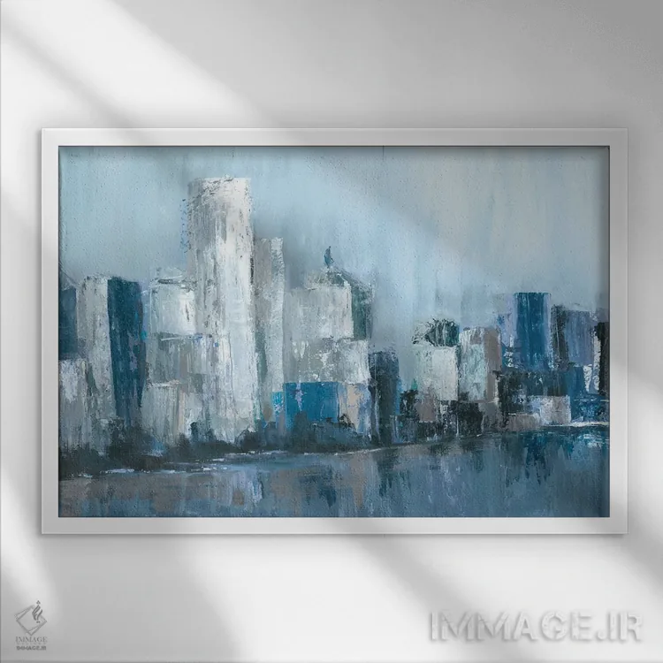 تابلو خطوط شهری (افق شهر) اثر سی جونز - نمای قابدار سفید