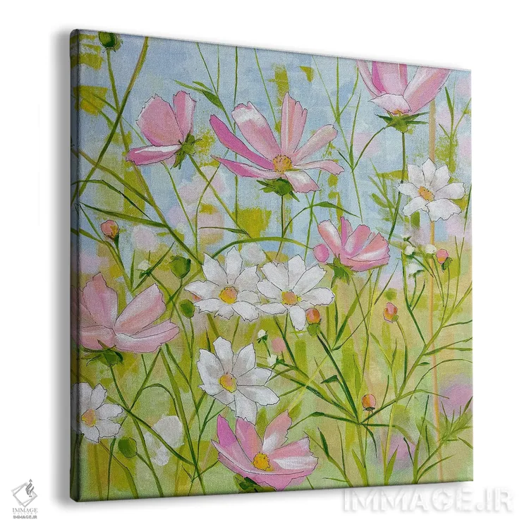 تابلو کیهان صورتی و سفید اثر سیندی کافمن - نمای پرسپکتیو محصول