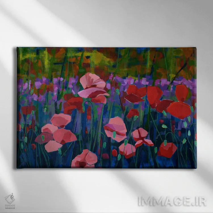 تابلو گلبرگهای رقصان اثر سیندی کافمن - نمای روبهرو روی دیوار