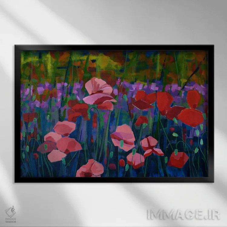 تابلو گلبرگهای رقصان اثر سیندی کافمن - نمای قابدار مشکی