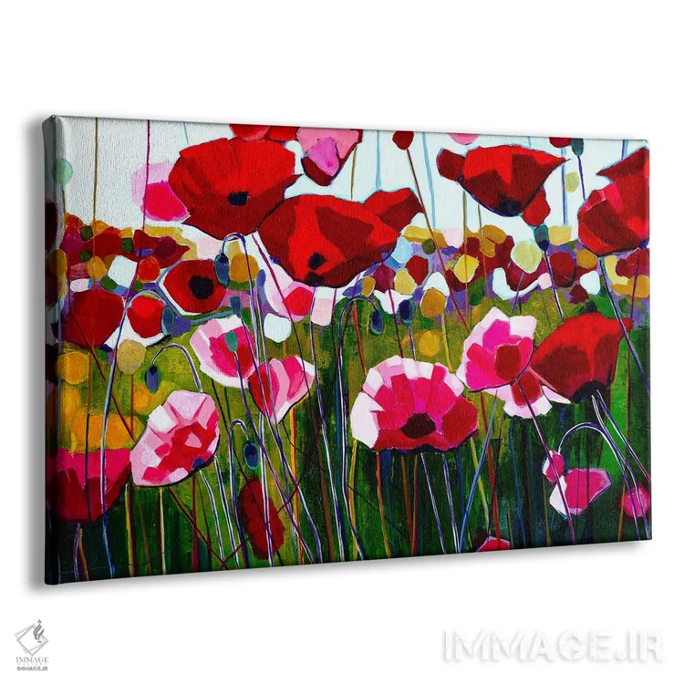 تابلو شقایقهای رقصان اثر سیندی کافمن - نمای پرسپکتیو محصول