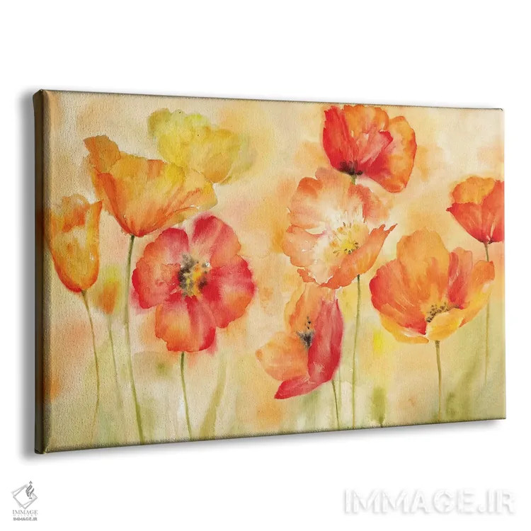 تابلو چشمانداز ادویهای شقایق آبرنگی در چمنزار اثر سینتیا کولتر - نمای پرسپکتیو محصول