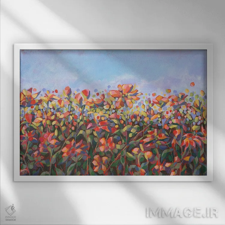 تابلو گرمای چمنزار اثر سیندی کافمن - نمای قابدار سفید