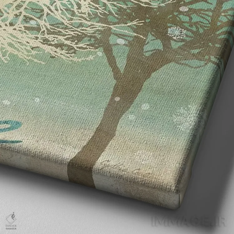 تابلو درختان تعطیلات یک اثر سینتیا کولتر - نمای نزدیک بافت بوم