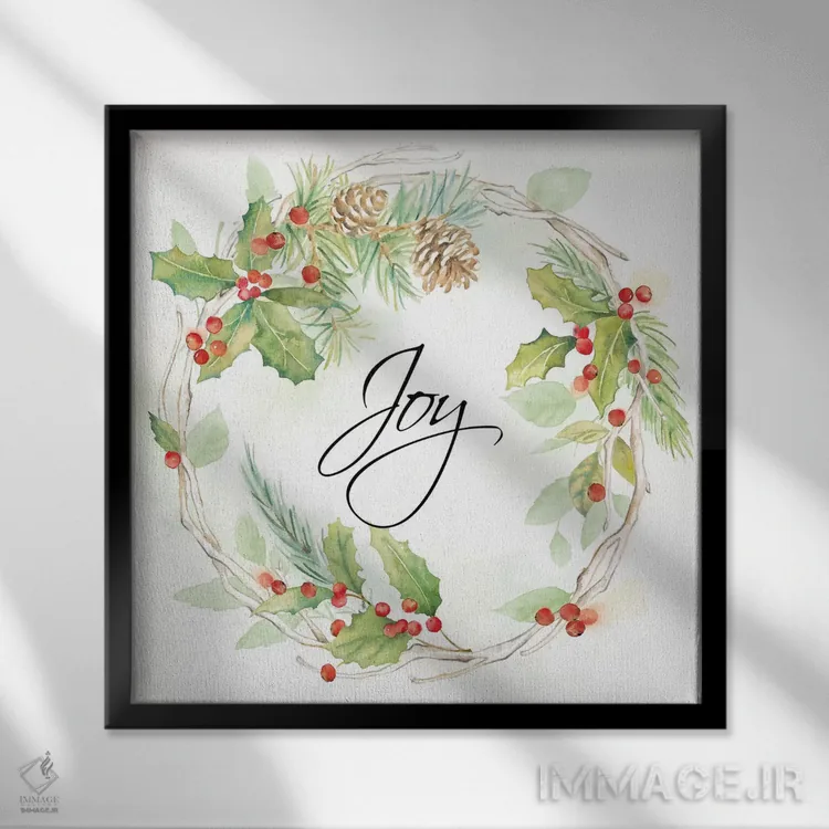 تابلو حلقهٔ گل تعطیلات شادی اثر سینتیا کولتر - نمای قابدار مشکی