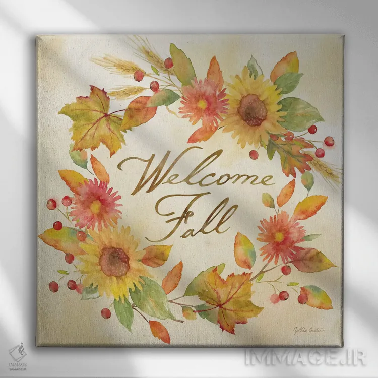 تابلو پاییز خوش آمدی - قدردان باش اثر سینتیا کولتر - نمای روبهرو روی دیوار