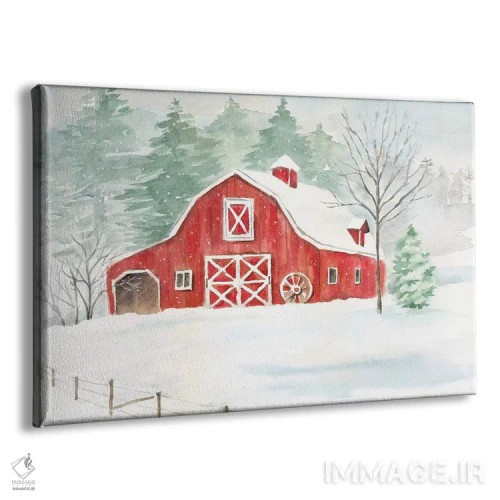 تابلو خانه روستایی زمستانی اثر سینتیا کولتر - نمای پرسپکتیو محصول