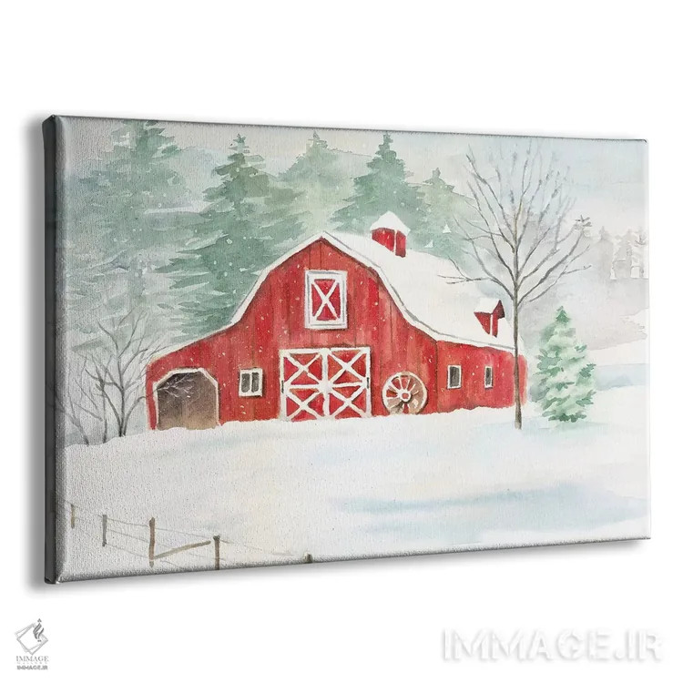 تابلو خانه روستایی زمستانی اثر سینتیا کولتر - نمای پرسپکتیو محصول