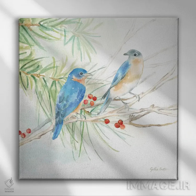 تابلو پرندگان زمستانی اثر سینتیا کولتر - نمای روبهرو روی دیوار