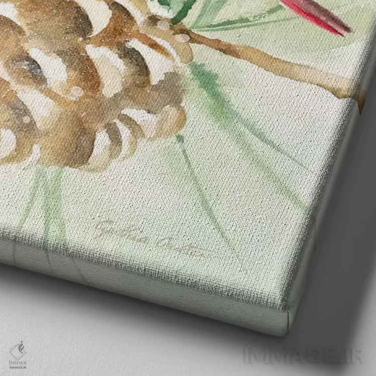 تابلو پرندگان زمستانی اثر سینتیا کولتر - نمای نزدیک بافت بوم