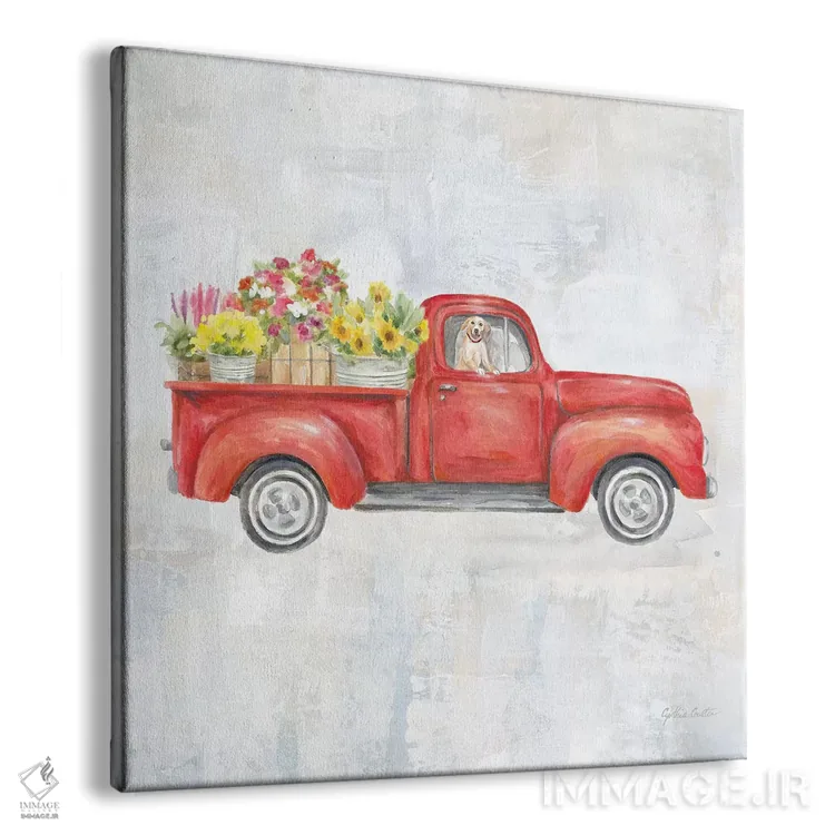 تابلو کامیون قرمز قدیمی اثر سینتیا کولتر - نمای پرسپکتیو محصول