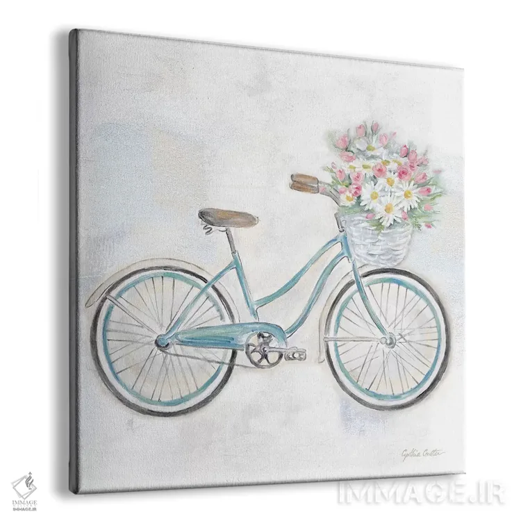 تابلو دوچرخه قدیمی با سبد گل I اثر سینتیا کولتر - نمای پرسپکتیو محصول