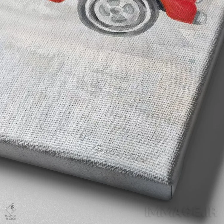 تابلو کامیون قرمز قدیمی اثر سینتیا کولتر - نمای نزدیک بافت بوم