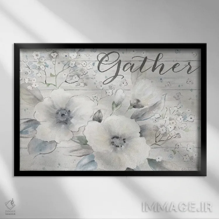 تابلو جمله الهامبخش دستهگل قدیمی روی چوب اثر سینتیا کولتر - نمای قابدار مشکی