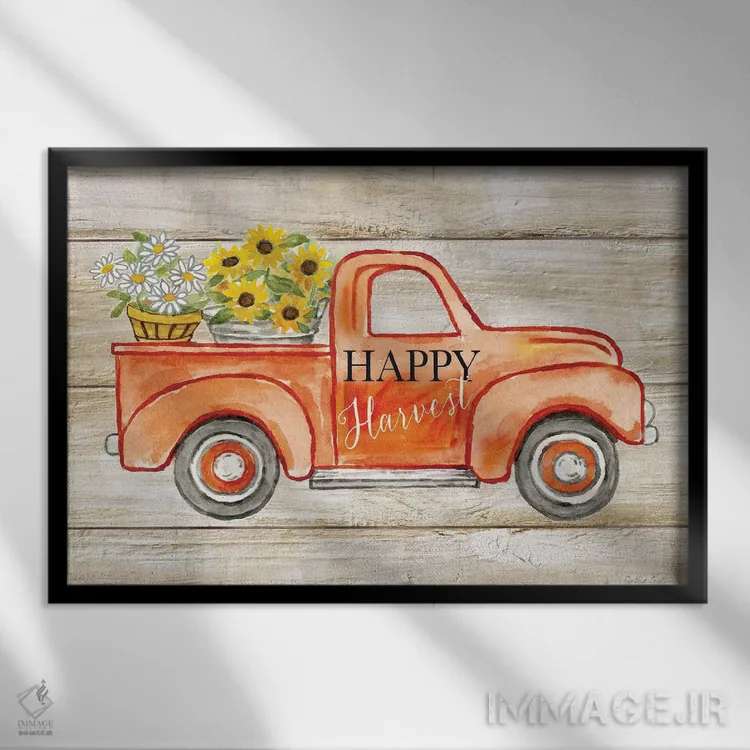 تابلو برداشت شاد I- کامیون اثر سینتیا کولتر - نمای قابدار مشکی