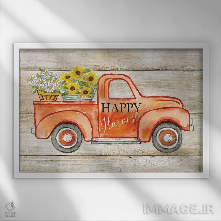 تابلو برداشت شاد I- کامیون اثر سینتیا کولتر - نمای قابدار سفید