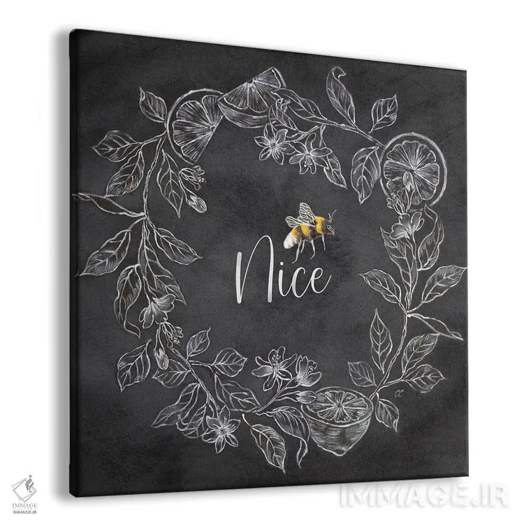 تابلو حلقه گل زنبوری جملهدار مشکی III - خوب اثر سینتیا کولتر - نمای پرسپکتیو محصول