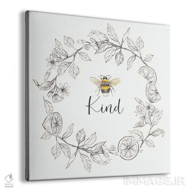 تابلو حلقه گل زنبوری جملهدار II - مهربان اثر سینتیا کولتر - نمای پرسپکتیو محصول