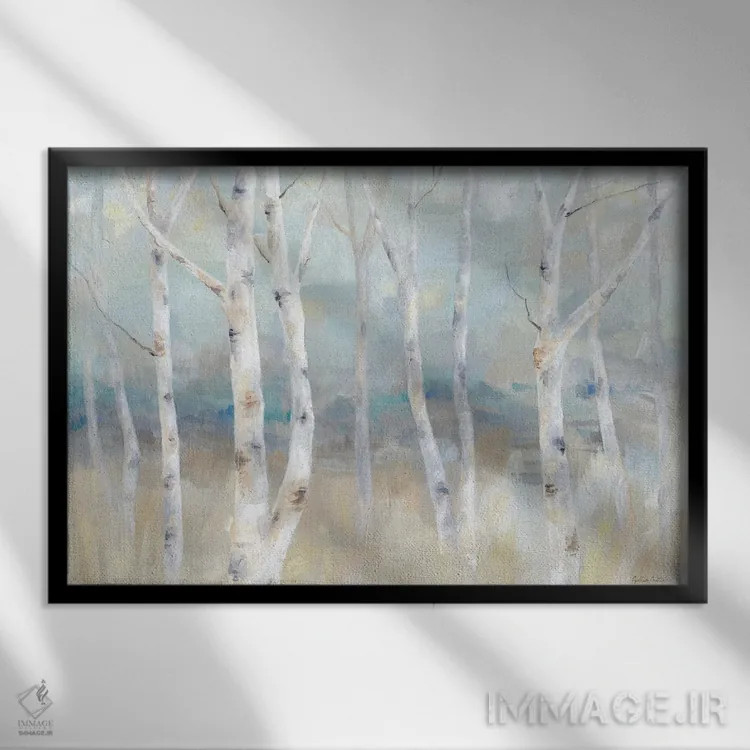 تابلو منظره مزرعه درخت غان اثر سینتیا کولتر - نمای قابدار مشکی