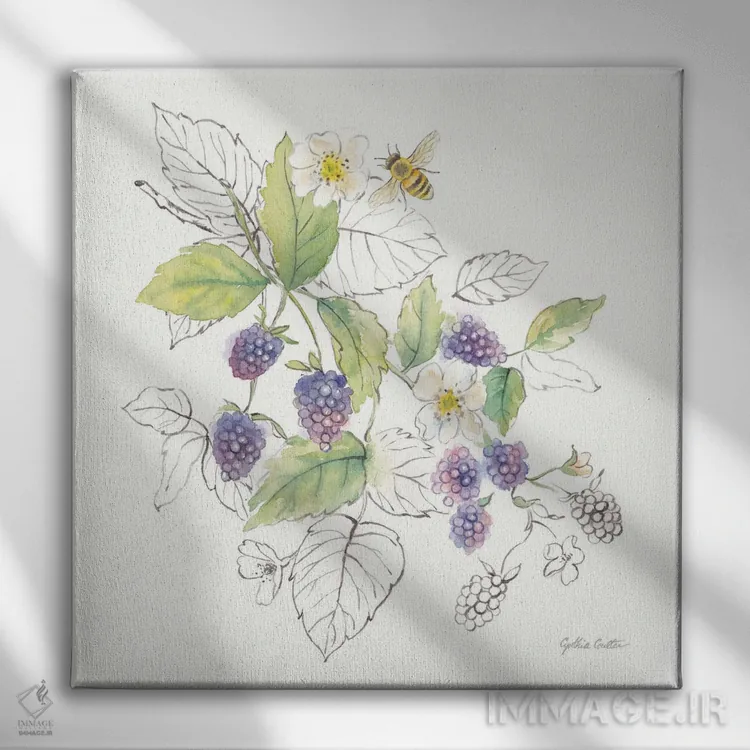 تابلو توتها و زنبورها III اثر سینتیا کولتر - نمای روبهرو روی دیوار