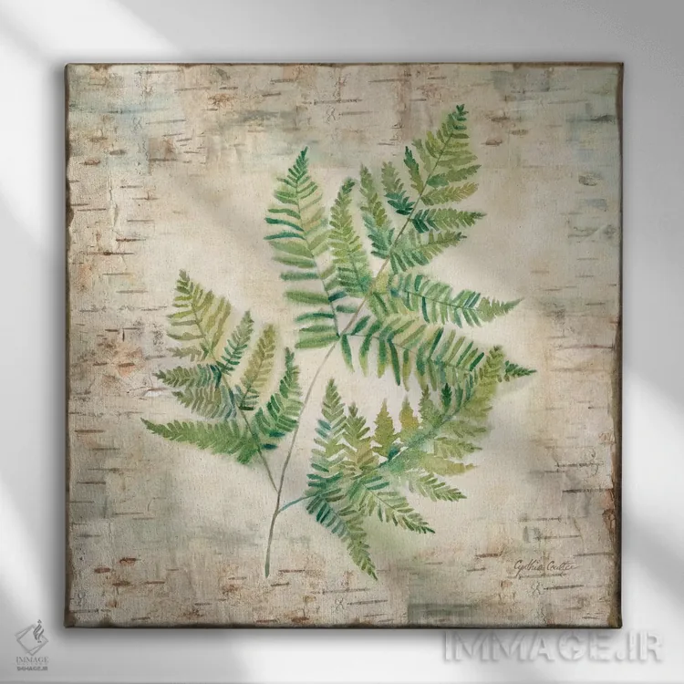 تابلو سرخسهای پوست درخت غان I اثر سینتیا کولتر - نمای روبهرو روی دیوار