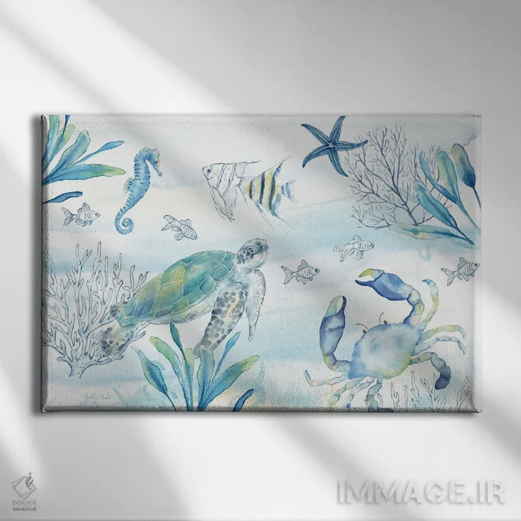 تابلو دریای آبی بزرگ I اثر سینتیا کولتر - نمای روبهرو روی دیوار