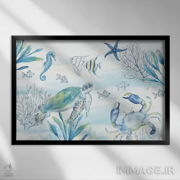 تابلو دریای آبی بزرگ I اثر سینتیا کولتر - نمای قابدار مشکی