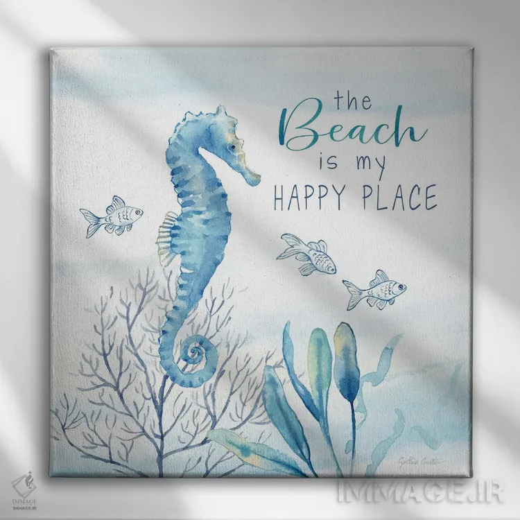 تابلو دریای آبی بزرگ XIX اثر سینتیا کولتر - نمای روبهرو روی دیوار