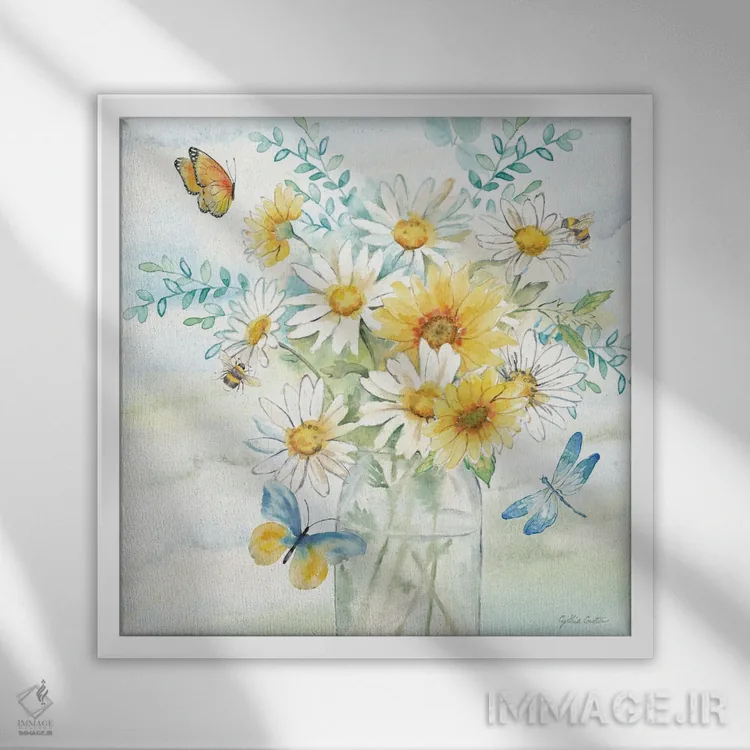 تابلو روزهای مملو از گل مینا III اثر سینتیا کولتر - نمای قابدار سفید