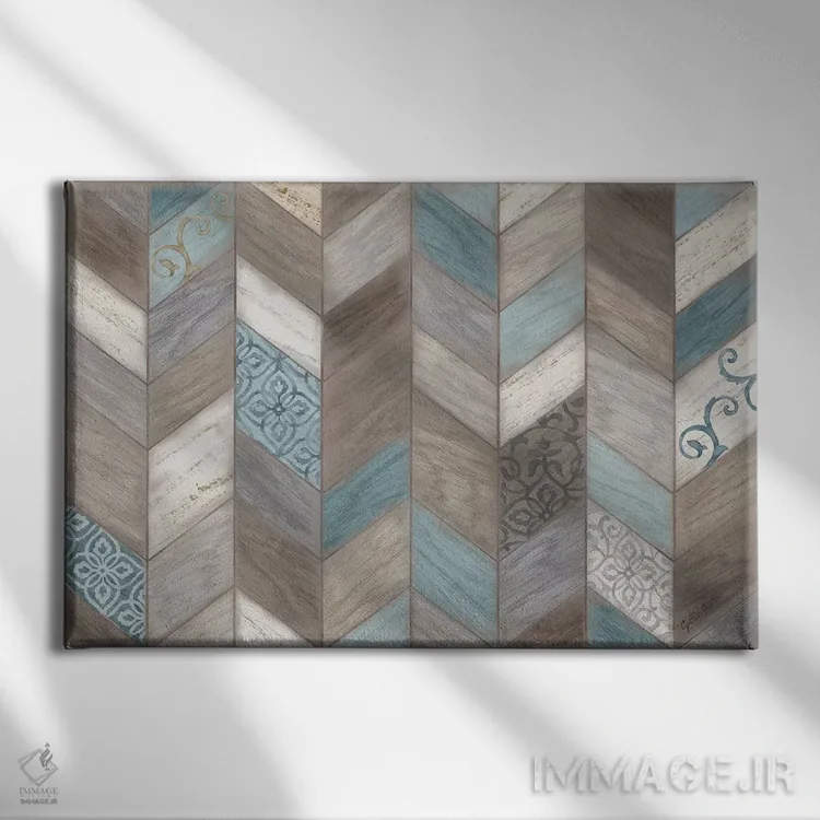 تابلو زیگزاگ روستایی خنثی اثر سینتیا کولتر - نمای روبهرو روی دیوار