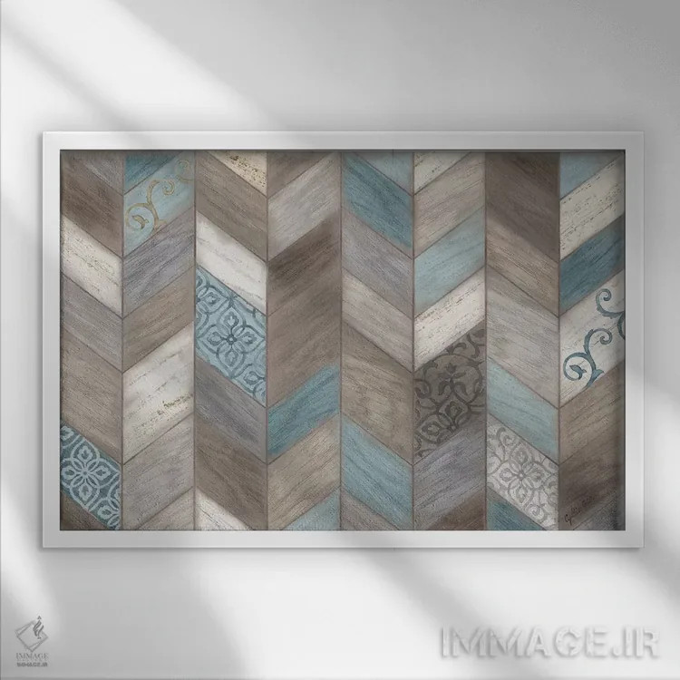 تابلو زیگزاگ روستایی خنثی اثر سینتیا کولتر - نمای قابدار سفید